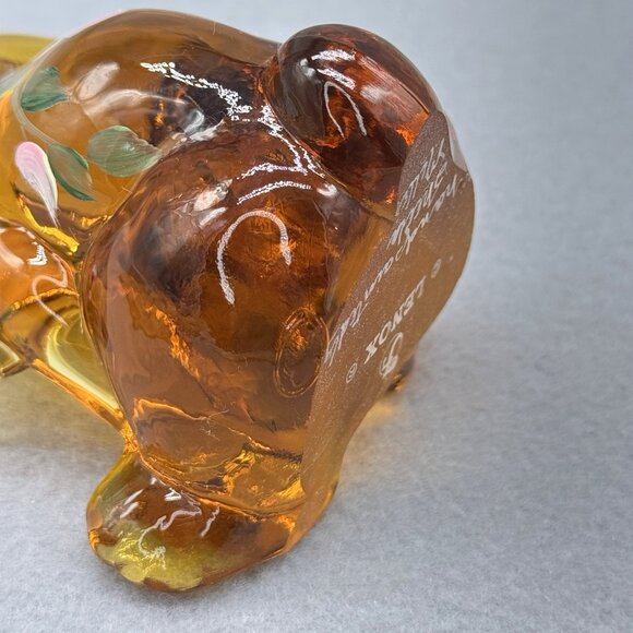 Lenox Fenton Art Glass Floppy Ear Rabbit Amber Art Glass Figure Sheela Miller - Picture 7 of 14